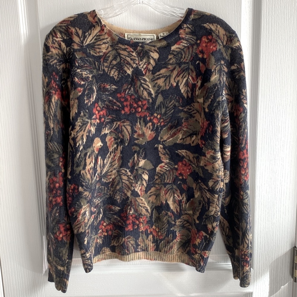 Vintage Crewneck Sweater Lambswool Evan Picone Long-Sleeved, Size S